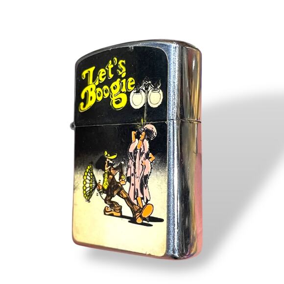Vintage 1970s “Let’s Boogie” Flip-Top Lighter – R. Crumb–Style Art – Japan - Picture 3 of 5